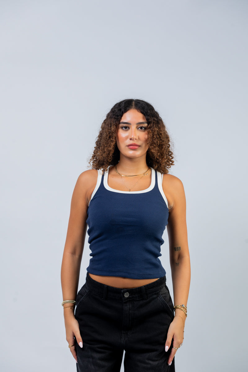 Pledges Navy X White Tank Top